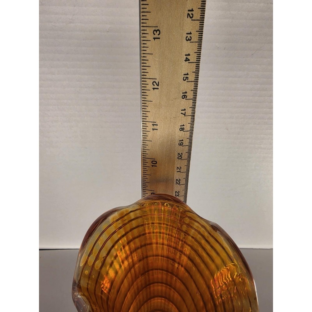 Imperial Glass Ripple Marigold Carnival Glass Swung Vase 9.5" Ruffled Rim - Picture 7 of 8